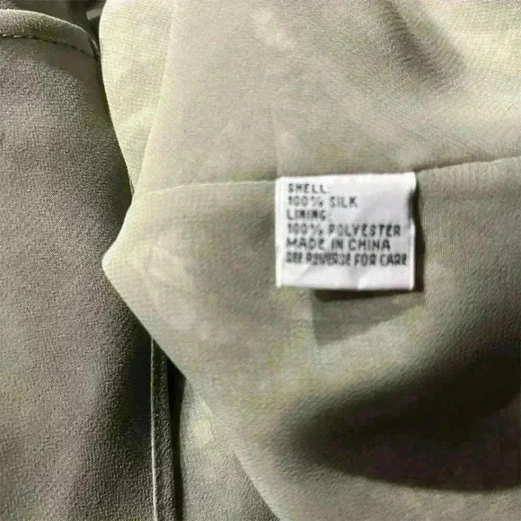 Talbots SILK olive green striped blouse size 14W - Picture 4 of 6